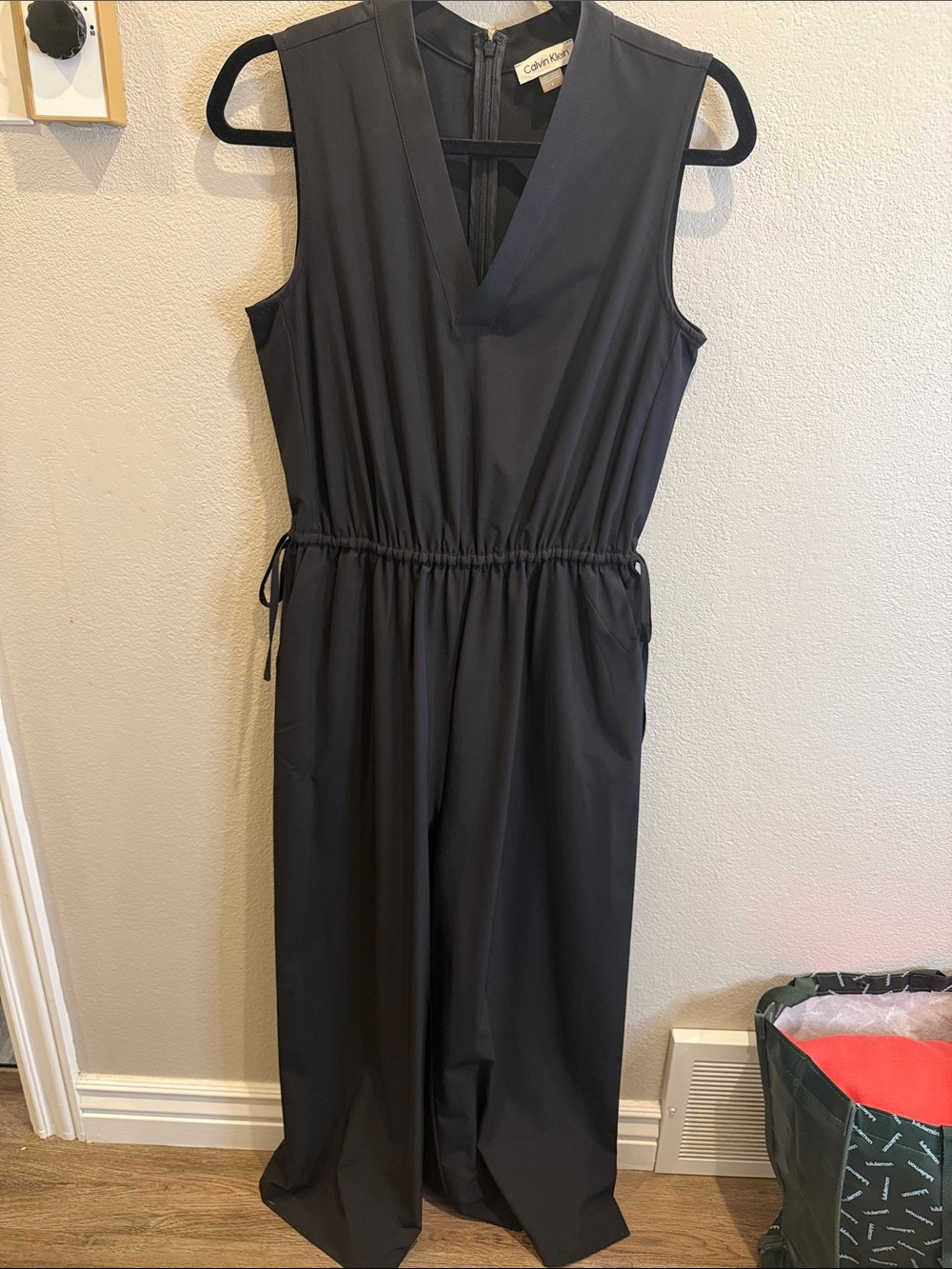 Calvin Klein Black Sleeveless V-Neck Wide-Leg Jumpsuit